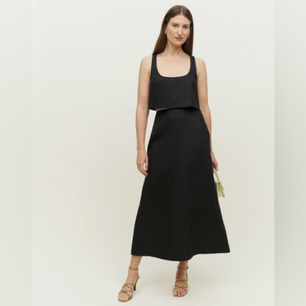 Reformation Silas Linen Midi Skirt Size 2